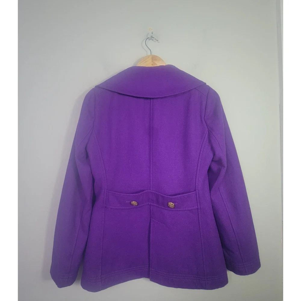 J. Crew Peacoat Jacket Womens 4 Wool Blend Double Breasted Purple - Picture 2 of 11
